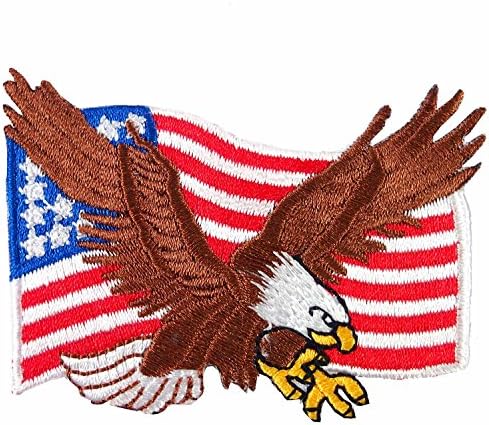 Eagle Hawk American USA Flag Embroidered Iron on Patch