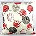 Leaveland Cushion Case Pillow Cover Square 20x20 Inch Cotton Red Grey Leaves