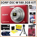 Sony Cyber-shot&reg; DSC-W180 10.1MP Digital Camera in Red + 2GB Accessory Kit