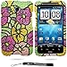 Hawaiian Flowers Luxury Design Premium Crystal Shiny Rhinestone Carrying Cover Protective Case for HTC Inspire 4G Android Cell Phone ( AT&T )