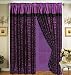 Black Purple Flock Satin Zebra Window Curtain / Drape Set with Sheer Backing and valance 120-by-84-Inch