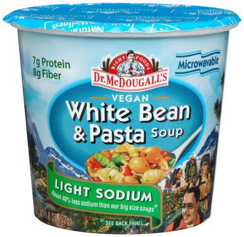 Dr. McDougall's Right Foods Vegan White Bean & Pasta Soup, 1.8-Ounce Cups (Pack of 12)