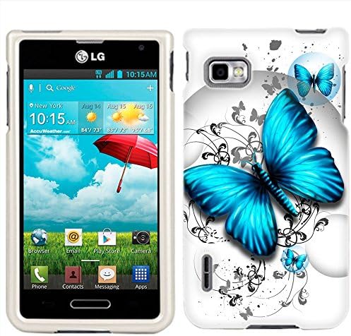 T-Mobile LG Optimus F3 Blue Butterfly Phone Case Cover