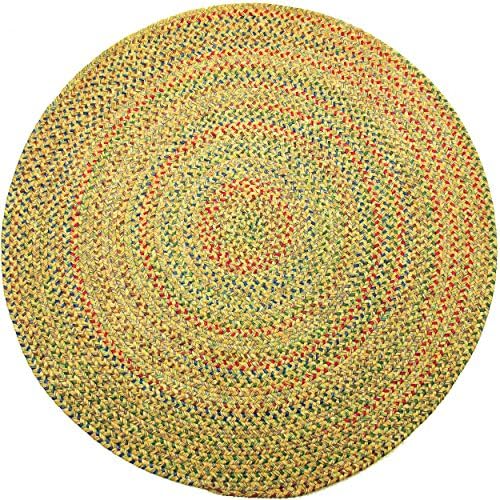 Sonya Indoor/Outdoor Round Reversible Braided Rug, 4-Feet, Sand Multicolor