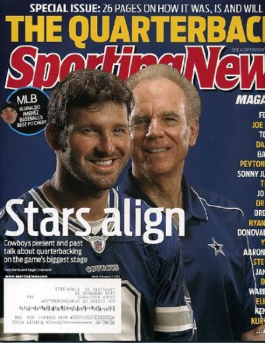 Sporting News August 2 2010 Tony Romo & Roger Staubach/Dallas Cowboys on Cover, 26 Pages on The Quarterbacks, Is Ubaldo Jimenez/Colorado Rockies Baseball's Best Pitcher? Brad Steven/Butler, Andre Dawson