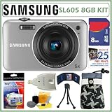 Samsung SL605 12.2MP with 27mm Wide Angle Lens in Silver + 8GB Deluxe Accessory Kit
