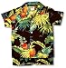 Jungle Parrots Family Outfit Boy's Hawaiian Aloha Camp Shirt & Cotton Shorts 2PC Cabana Set in Black - 3T