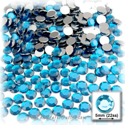 144pc Rhinestones Round 5mm - 21ss flatback Aqua 