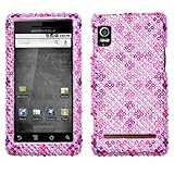 Plaid Hot Pink/Purple Diamante Phone Protector Cover for MOTOROLA A955 (Dro ....