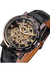 Men's Mechanical Wrist Watch with Elegant Skeleton Dial, Black
