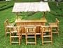 TIKI BAR - ISLAND TIKI BAR - TROPICAL TIKI BAR - U SHAPE NATURAL W/ 5 STOOLS - TIKI BAR DECOR