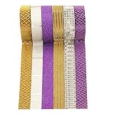 Wise Bird Mother's Day Gold Purple Glitter Bling Sparkle Decorative Washi Masking Sticky Adhesive DIY Tape Roll, School Class Office Birthday Party Notebook Arts & Crafts Gifts, 32ft/roll, Set of 6