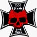Red Skull with Iron Cross - Ride Hard Live Free - Embroidered Iron On or Sew On Patch