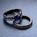 JunXin® Two Pieces Black Gold Bridal Wedding Set Princess Cut Sapphire Blue Main Stone Size5/6/7/8/9/10/11(7)