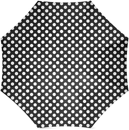 Grrl Polka Dot Black White Foldable Umbrella 43" Arc YS06657