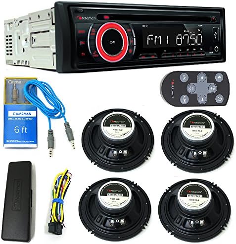 Nakamichi NA101 CD/USB/Receiver 20 watts RMS/50 peak x 4 channels with Two NSC162 16cm (6'') 2-Way Coaxial Speaker RMS 21 Watts and CAM2M6N Car &amp; Home Audio Cable 3.5mm Male to 3.5mm Male