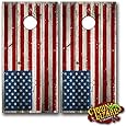 CL0001 American Flag Distressed CORNHOLE LAMINATED DECAL WRAP SET Decals Board Boards Vinyl Sticker Stickers Bean Bag Game Wraps Vinyl Graphic Tint Image Corn Hole