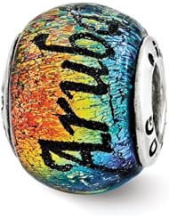 Sterling Silver Reflections Aruba Orange Dichroic Glass Bead