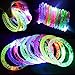 M.best 12Pcs and 12 Spare Batteries Multicolor Fluorescence Stick LED Flashing Bracelet Light Up Acrylic Bangle for Glow Party Favors Supplies