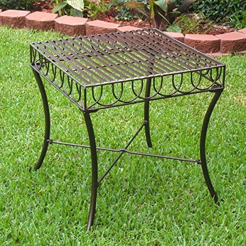 International Caravan Sun Ray Hammered Bronze Finish Side Table