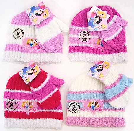 Disney Princess Toddler Girls Winter Hat and Mittens Set 2-4 Year