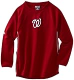MLB Boys' Washington Nationals Long Sleeve Crew Neck Thermabase Tech Fleece Pullover (Pro Scarlet/Pro White, X-Large)