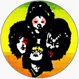Kiss - Quad Group Shot on Colored Background - 1.25" Button / Pin