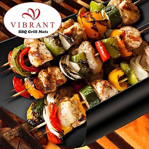 BBQ Grill Mat - Set of 3 Miracle Mats With Two FREE BONUS Items - Basting Brush & BBQ Recipes E-Book - Heavy Duty, Non-Stick, Easy Cleanup, Reusable & Dishwasher Safe - No Fall Through & No Flame Ups