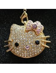 High Quality 8gb Hello Kitty Crystal Jewelry USB Flash Memory Drive Necklace (Golden)