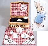 Beatrix Potter Peter Rabbit Centennial Picnic Basket Miniature Tea Set