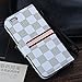 RAYTOP Luxury Brand Designer White Gray Checks Leather Cases for Apple iPhone 6 6s Women Girls Men Classy Classic Plaid Checker Striped Cheap High Quality