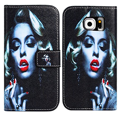 For Samsung Galaxy S6 G9200 Case ,YW (TM) Fashion Magnetic PU Leather Flip Wallet Stand Hybrid Protective Case TPU Cover Fit For Samsung Galaxy S6 G9200 Smartphone - Sexy Marilyn Monroe Smoking