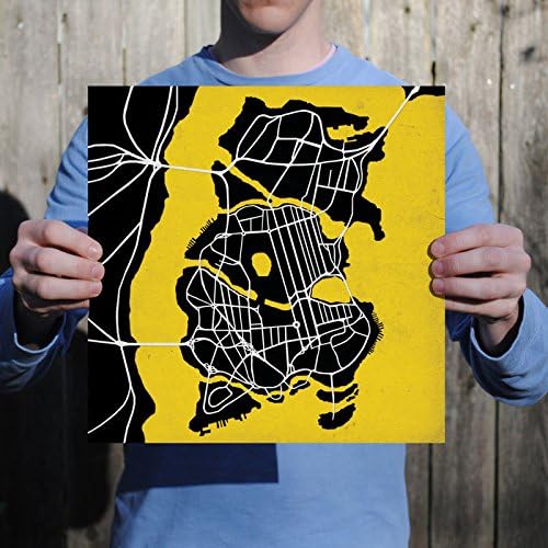 12" x 12" Batman, Gotham City Map Print