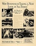 1935 Ad Plymouth Cars Business Coupe Floating Power - Original Print Ad