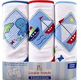 3 Applique Hooded Towels - Blue