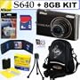Nikon Coolpix S640 12.2MP Digital Camera (Calm Black) + 8GB Accessory Kit