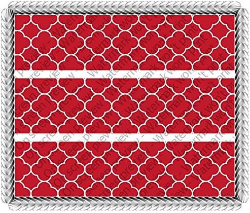 Moroccan Red Quatrefoil Pattern Birthday Celebration Cake Borders Designer Prints Edible Image Cake Decoration