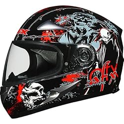 AFX Zombie Adult FX-90 Street Bike Racing Motorcycle Helmet w/ Free B&F Heart Sticker Bundle - Black