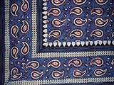 Block Print Primitive Paisley Tapestry-Spread-Blue