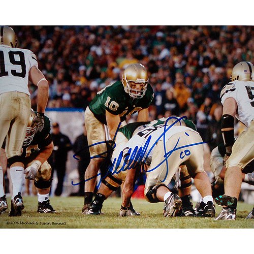 Steiner Sports NCAA Brady Quinn Under Center Green Jersey Horizontal Autographed 8-by-10-Inch Photograph