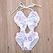 Little Girls Summer One-piece Ruffle Flower Print Halter Backless Swimsuit