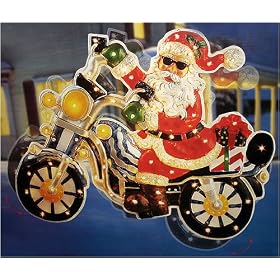 42" Santa On Motorcycle Lighted & Animated Christmas Yard Art Decoration