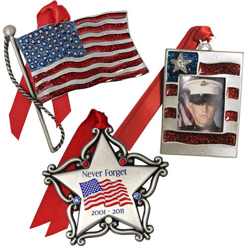Personalized Gloria Duchin Patriotic Christmas Ornament 3-Piece Set