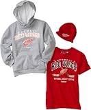 NHL Youth Detroit Red Wings Uncuffed Hat, Hoody & Tee 3-Pack Set - R58Exmee (Multi, Large)