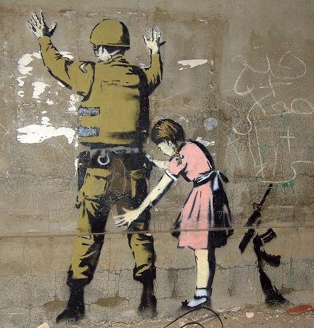 BANKSY ART Poster PRINT ( soldier being frisked by a young girl.) 11.7" x 16.5"- 297mm x 420mm
