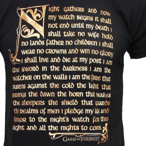 Game of Thrones Unisex Night's Watch Oath T-Shirt Black Medium