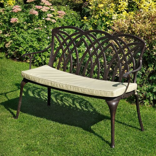 Banc de jardin April en aluminium - design 'Fer Forgé' - bronze ancien