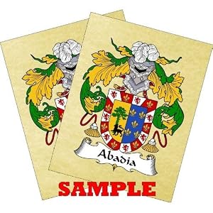 Real-De-Asua Coat of Arms Print / Family Crest Parchment 8 1/2 X 11 Inches + Free Bonus Print