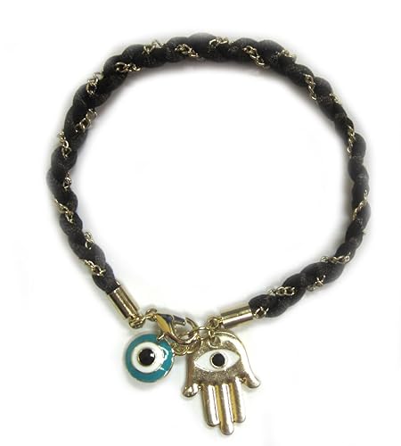 Golden Alloy Hamsa/Hand of Fatima and Turquoise Evil Eye Charm