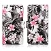 Cellularvilla Wallet Case for LG Lucid 3 VS876 Pu Leather Wallet Card Flip Open Pocket Case Cover Pouch (Black Pink Flower)